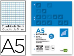 Bloco Recarga A5 Quadriculado 100fls 100gr 6 Furos (Un)