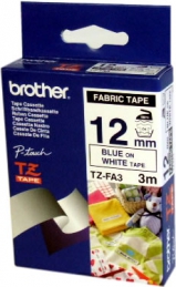 Brother TZFA3 Fita Têxtil Branco/Letras Azul 12mmx3mts