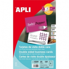 Cartoes Visita APLI10241 85mmx54mm Inkjet Laser Matte (20Fls) 2 Faces 320gr ~Rigido