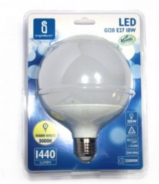 Lampada LED Casquilho Largo Forma Redonda E27 18W 3000K Luz Branco Quente (Un)