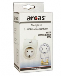 Adaptador c/1 Tomadas Eléctrica + 2 Portas USB (Un)