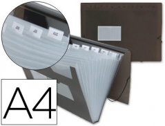 Pasta Classificadora c/Fole A4 13 Divisorias Transp Preto (Un)