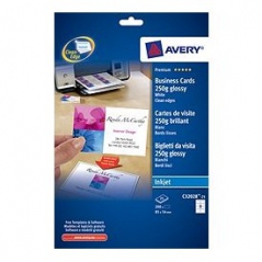 Cartoes Visita Avery 85mmX54mm A4 (80Un) Glossy Jacto Tinta Soft