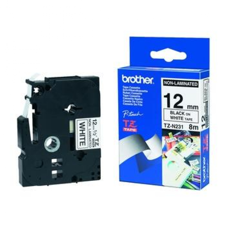 Brother TZN231 Fita Branco/Preto 12mmx8mts (Nao Laminada)